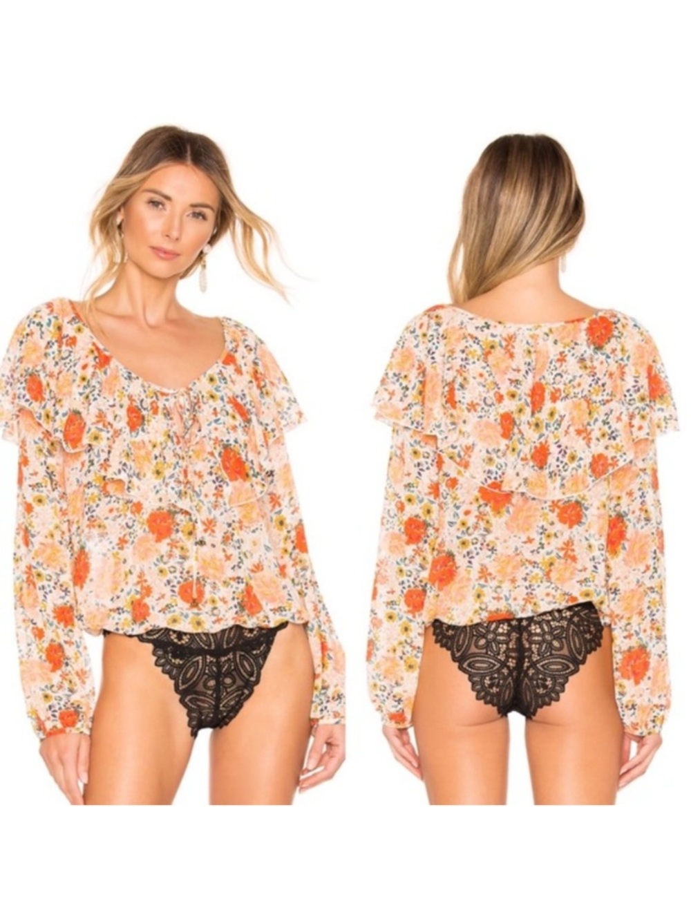 Free People Intimately Say it To Me Bodysuit Floral Combo NWT oversized M